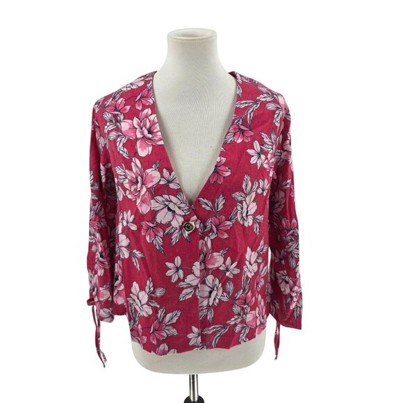C. Wonder Christian Siriano Floral Button-Front Blouse, Size S - Picture 1 of 13